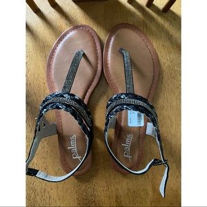 T-strap sandals with rhinestones
